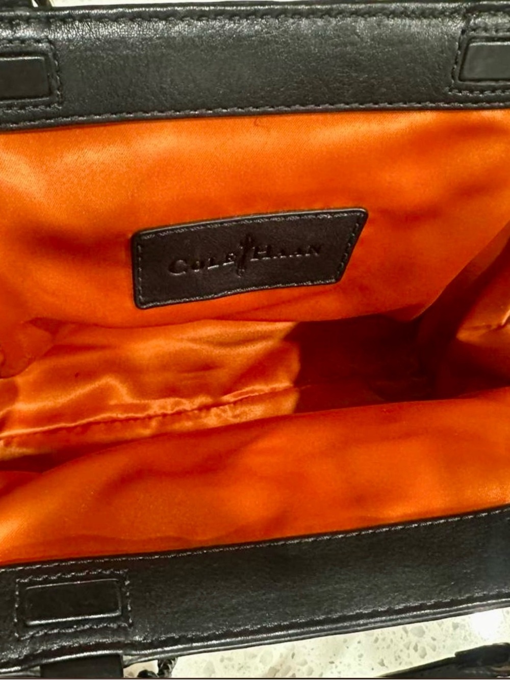 Cole Haan Leopard Print Satchel with Black Trim and Gold Hardware - Picture 4 of 4